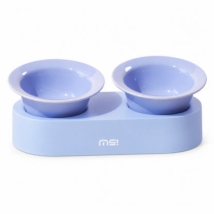 GAVPEPY Ceramic Raised Pet Bowl Collection, up to 34.5 x 15 x 12.8 cm for the paired set, seven pictured color and package options, for Everyday Dog and Cat Meals or Water at Home, raised ceramic feeding bowls in single- or double-bowl image 13 - DPbowl47-Blue.jpg