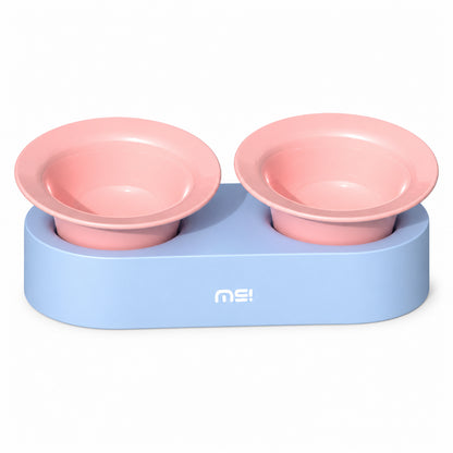 GAVPEPY Ceramic Raised Pet Bowl Collection, up to 34.5 x 15 x 12.8 cm for the paired set, seven pictured color and package options, for Everyday Dog and Cat Meals or Water at Home, raised ceramic feeding bowls in single- or double-bowl image 11 - DPbowl47-Pink-Blue.jpg