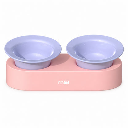 GAVPEPY Ceramic Raised Pet Bowl Collection, up to 34.5 x 15 x 12.8 cm for the paired set, seven pictured color and package options, for Everyday Dog and Cat Meals or Water at Home, raised ceramic feeding bowls in single- or double-bowl image 12 - DPbowl47-Pink.jpg