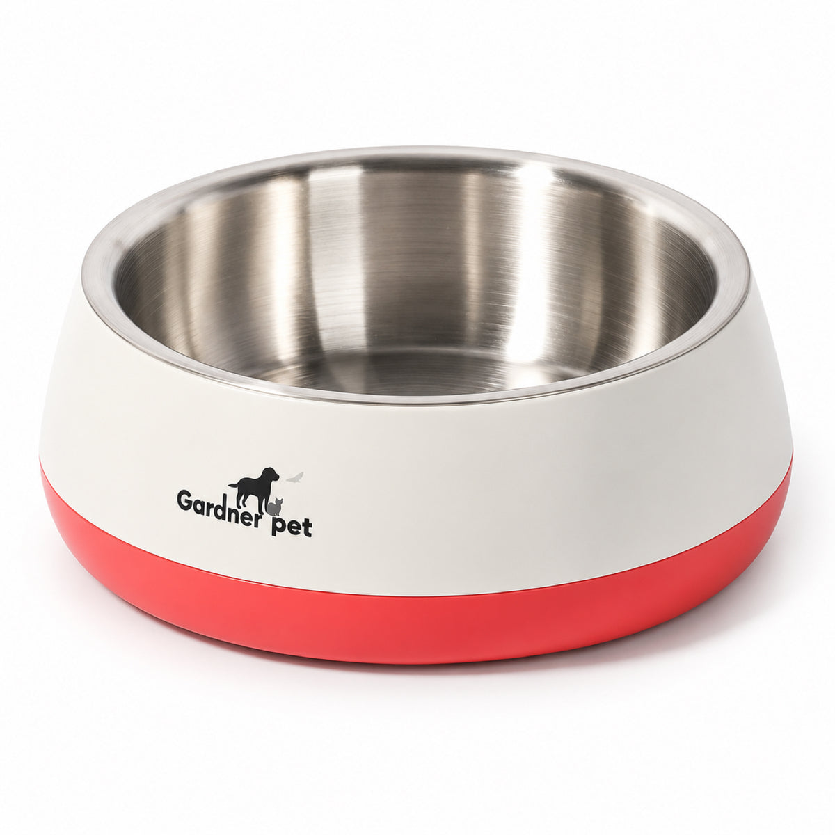 GAVPEPY Stainless Steel Pet Feeding Bowl, 22 cm diameter, Gray, Red or Green exterior, for Everyday Dog and Cat Meals or Water at Home, wide open bowl with colored outer base; a practical feeding setup for daily pet-care routines image 9 - DPbowl55-Red.jpg