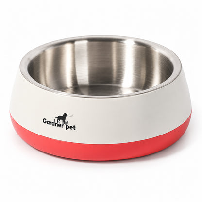 GAVPEPY Stainless Steel Pet Feeding Bowl, 22 cm diameter, Gray, Red or Green exterior, for Everyday Dog and Cat Meals or Water at Home, wide open bowl with colored outer base; a practical feeding setup for daily pet-care routines image 9 - DPbowl55-Red.jpg