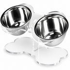 GAVPEPY Clear Acrylic Raised Double Pet Feeder, 32 x 22 x 16 cm; 5 mm panel listed, Clear, for Everyday Dog and Cat Meals or Water at Home, transparent raised panel with two bowl positions; a practical feeding setup for daily pet-care routines