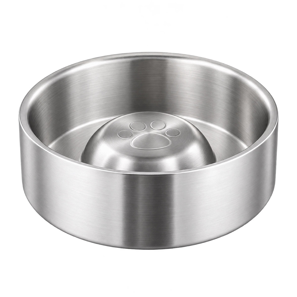 GAVPEPY Stainless Steel Paw-Pattern Slow Feeder Bowl, 17 or 20 cm diameter, 11 finishes including Black, Pink, Green, Navy Blue, White, Orange, Red, Blue, Mint Green, Gray and Steel, for Everyday Dog and Cat Meals or Water at Home, raised paw-shaped image 18 - DPbowl63-17CM-V12.jpg
