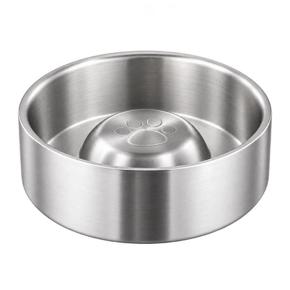 GAVPEPY Stainless Steel Paw-Pattern Slow Feeder Bowl, 17 or 20 cm diameter, 11 finishes including Black, Pink, Green, Navy Blue, White, Orange, Red, Blue, Mint Green, Gray and Steel, for Everyday Dog and Cat Meals or Water at Home, raised paw-shaped image 18 - DPbowl63-17CM-V12.jpg