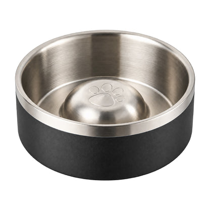 GAVPEPY Stainless Steel Paw-Pattern Slow Feeder Bowl, 17 or 20 cm diameter, 11 finishes including Black, Pink, Green, Navy Blue, White, Orange, Red, Blue, Mint Green, Gray and Steel, for Everyday Dog and Cat Meals or Water at Home, raised paw-shaped image 8 - DPbowl63-17CM.jpg