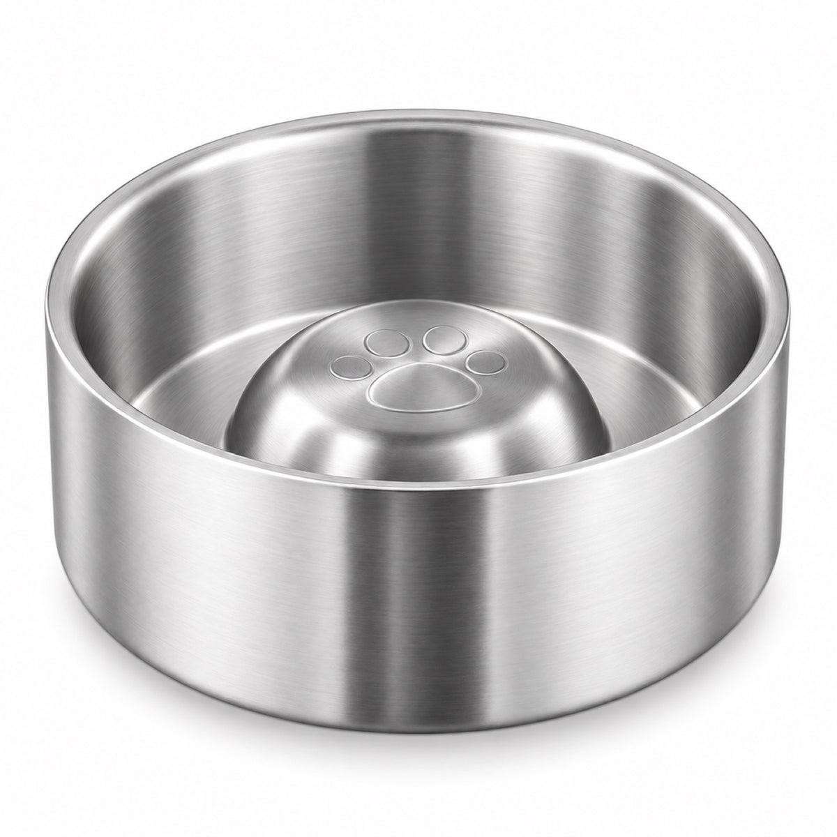 GAVPEPY Stainless Steel Paw-Pattern Slow Feeder Bowl, 17 or 20 cm diameter, 11 finishes including Black, Pink, Green, Navy Blue, White, Orange, Red, Blue, Mint Green, Gray and Steel, for Everyday Dog and Cat Meals or Water at Home, raised paw-shaped image 29 - DPbowl63-20CM-V24.jpg