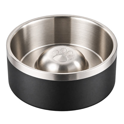 GAVPEPY Stainless Steel Paw-Pattern Slow Feeder Bowl, 17 or 20 cm diameter, 11 finishes including Black, Pink, Green, Navy Blue, White, Orange, Red, Blue, Mint Green, Gray and Steel, for Everyday Dog and Cat Meals or Water at Home, raised paw-shaped image 19 - DPbowl63-20CM.jpg