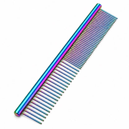 115 mm Dual-Density Metal Pet Face Comb, 4 Colors, By GAVPEPY image 10 - DPbrush1-Iridescent-Bagged.jpg