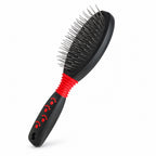 GAVPEPY Plastic Cushion Pet Pin Brush with Red and Black Handle for Coat Brushing, Loose-Hair Removal and Routine Grooming, for At-Home Grooming for Dogs and Cats, Practical Construction Supports Everyday Pet Care