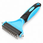 GAVPEPY Plastic 23+12 Tooth Pet Dematting Rake for Coat Brushing, Loose-Hair Removal and Routine Grooming, Colors Blue and Yellow, for At-Home Grooming for Dogs and Cats, Smooth Stainless Steel Supports Routine Cleaning