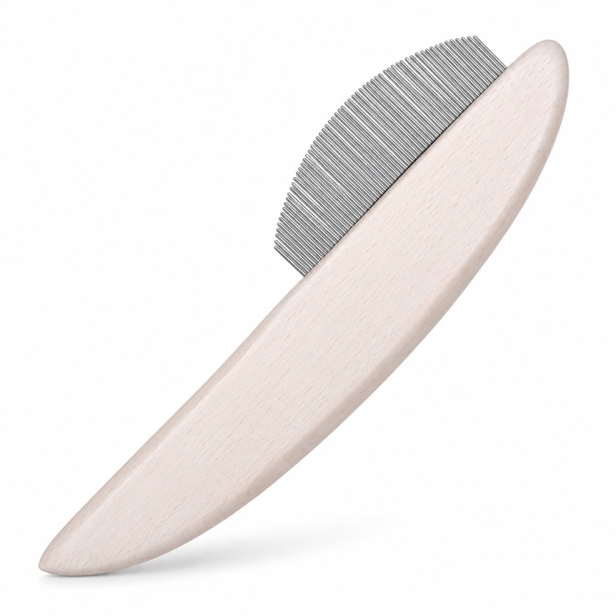 60-Tooth Wooden Pet Flea Comb, 2 Designs and 3 Finishes, By GAVPEPY image 12 - DPbrush22-White-V6.jpg