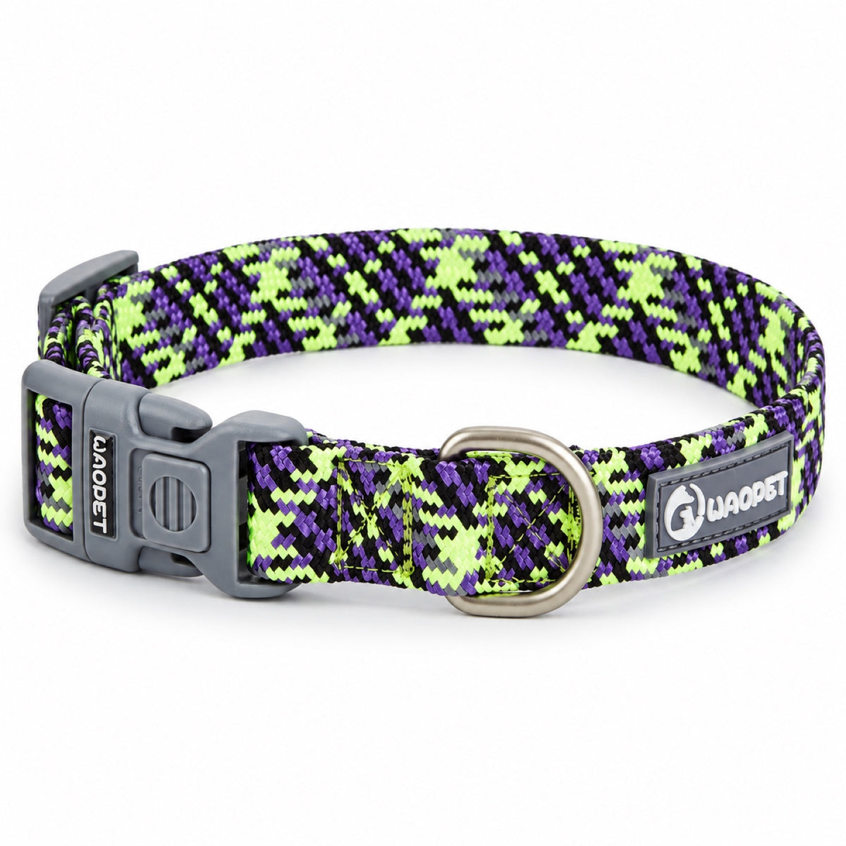 GAVPEPY Nylon Reflective Patterned Dog Collar, Sizes XS, S, M, L, 6 color or pattern options, for neighborhood walks, park visits and daily dog wear; an adjustable neckwear option for supervised walks and everyday outings image 10 - DPcollar1-BurstPurple-XS-CollarOnly.jpg