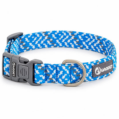 GAVPEPY Nylon Reflective Patterned Dog Collar, Sizes XS, S, M, L, 6 color or pattern options, for neighborhood walks, park visits and daily dog wear; an adjustable neckwear option for supervised walks and everyday outings image 8 - DPcollar1-ImpactBlue-XS-CollarOnly.jpg