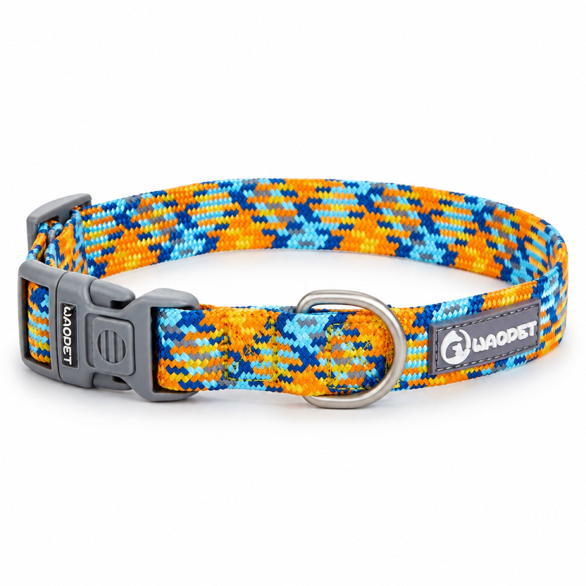 GAVPEPY Nylon Reflective Patterned Dog Collar, Sizes XS, S, M, L, 6 color or pattern options, for neighborhood walks, park visits and daily dog wear; an adjustable neckwear option for supervised walks and everyday outings image 13 - DPcollar1-VibrantOrange-XS-CollarOnly.jpg