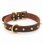 GAVPEPY Leather-style material Studded Dog Collar, Sizes 2-0 cm, 2-5 cm, 3-0 cm, 3-5 cm, Brown, for neighborhood walks, park visits and daily dog wear; an adjustable neckwear option for supervised walks and everyday outings