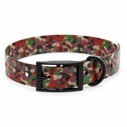 GAVPEPY TPU Camouflage Dog Collar, Size One Size, Muted Olive Rust Camo, Red Green Camo, Forest Green Camo, Tan Brown Camo, for daily dog walks and outdoor wear; adjustable neckwear with the selected finish and fit shown in the product photos image 9 - DPcollar12-RedGreenCamo-CollarOnly.jpg