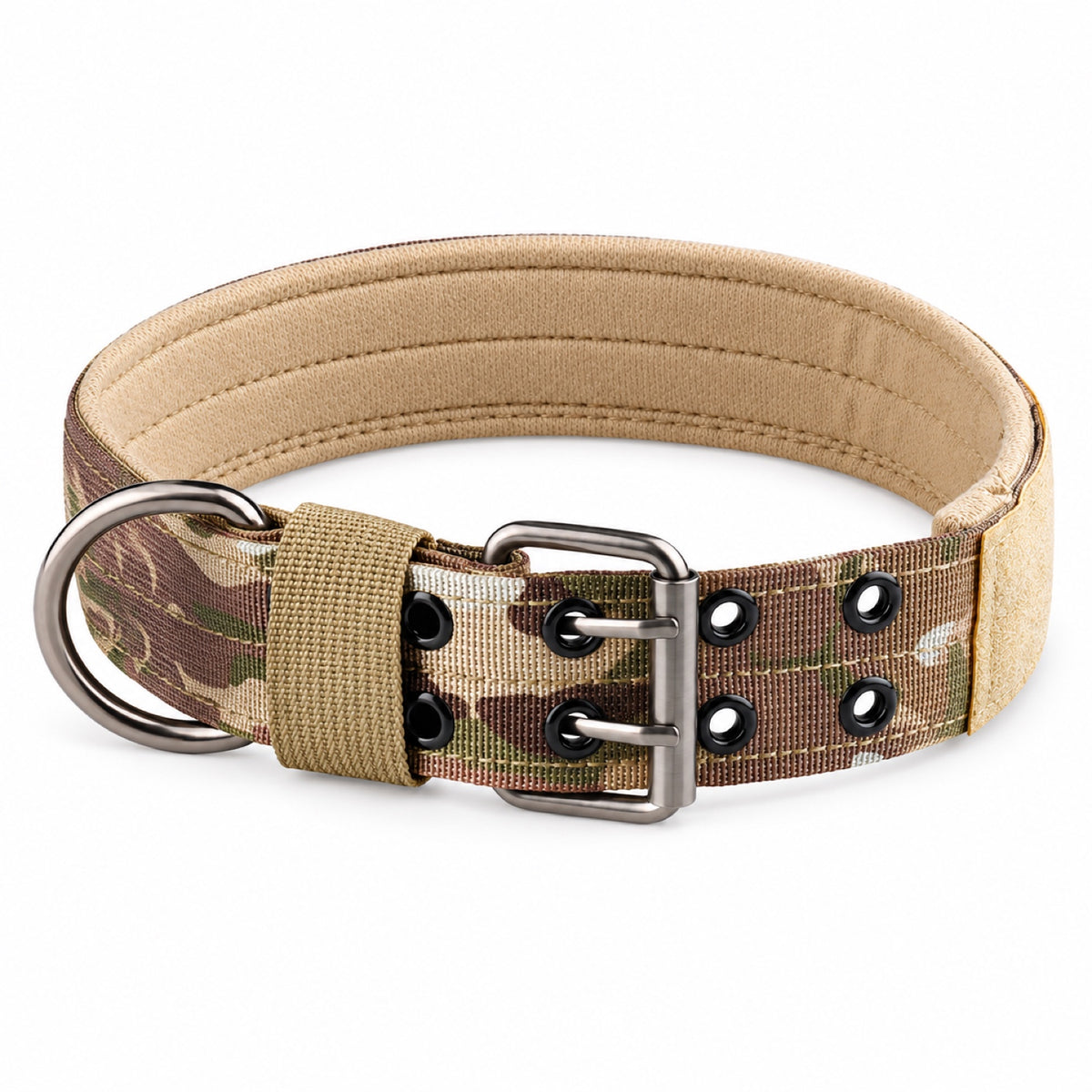 GAVPEPY Adjustable Tactical Dog Collar, Sizes M, L, XL, Black, Khaki, Green, Camouflage, for neighborhood walks, park visits and daily dog wear; an adjustable neckwear option for supervised walks and everyday outings image 10 - DPcollar13-Camouflage-M-CollarOnly.jpg