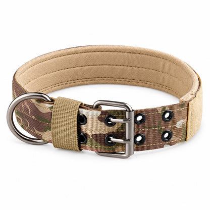 GAVPEPY Adjustable Tactical Dog Collar, Sizes M, L, XL, Black, Khaki, Green, Camouflage, for neighborhood walks, park visits and daily dog wear; an adjustable neckwear option for supervised walks and everyday outings image 10 - DPcollar13-Camouflage-M-CollarOnly.jpg