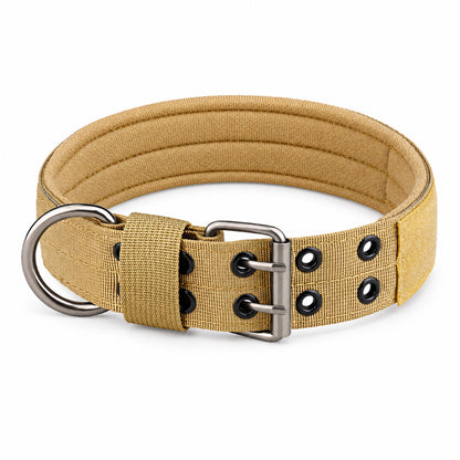 GAVPEPY Adjustable Tactical Dog Collar, Sizes M, L, XL, Black, Khaki, Green, Camouflage, for neighborhood walks, park visits and daily dog wear; an adjustable neckwear option for supervised walks and everyday outings image 8 - DPcollar13-Khaki-M-CollarOnly.jpg