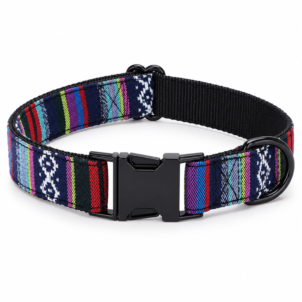 GAVPEPY Fabric Patterned Fabric Dog Collar, Sizes XS, S, M, L, 5 color or pattern options, for neighborhood walks, park visits and daily dog wear; an adjustable neckwear option for supervised walks and everyday outings image 9 - DPcollar14-Black-XS-CollarOnly.jpg