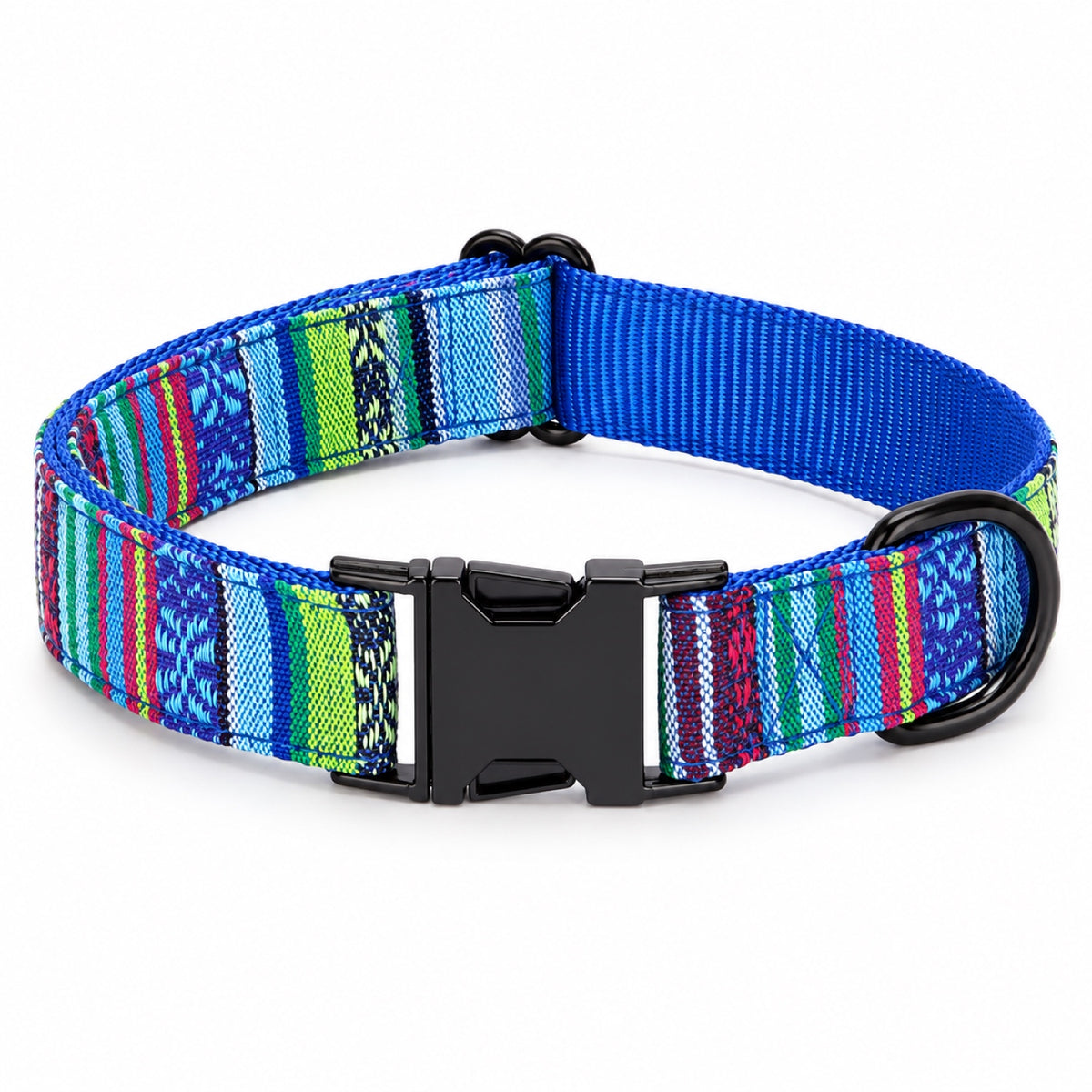 GAVPEPY Fabric Patterned Fabric Dog Collar, Sizes XS, S, M, L, 5 color or pattern options, for neighborhood walks, park visits and daily dog wear; an adjustable neckwear option for supervised walks and everyday outings image 11 - DPcollar14-Blue-XS-CollarOnly.jpg