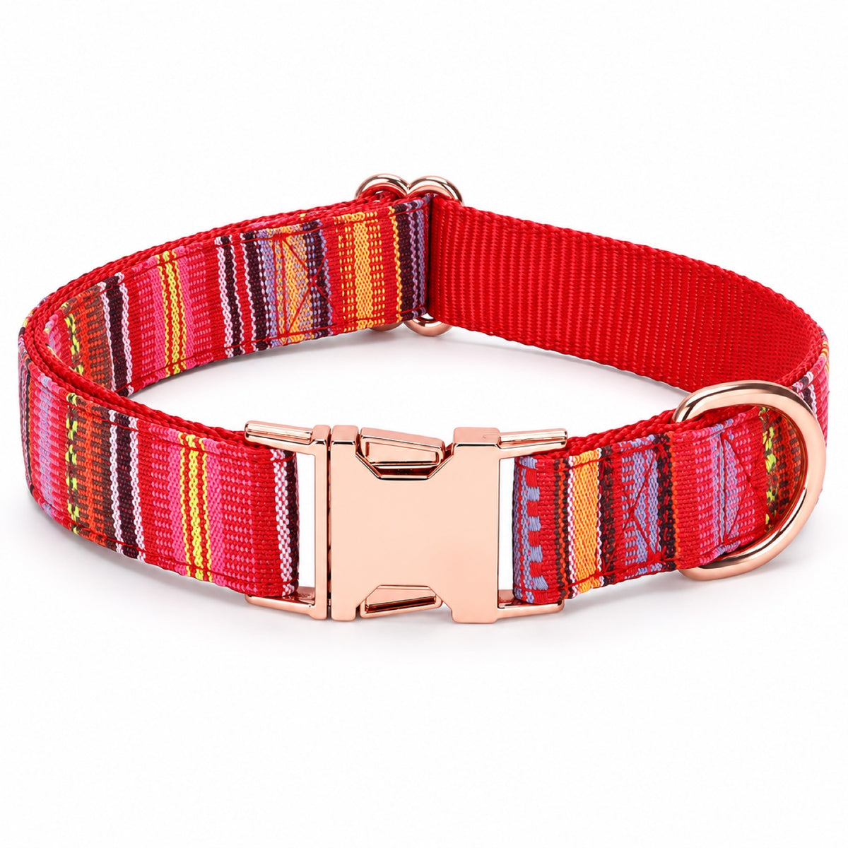 GAVPEPY Fabric Patterned Fabric Dog Collar, Sizes XS, S, M, L, 5 color or pattern options, for neighborhood walks, park visits and daily dog wear; an adjustable neckwear option for supervised walks and everyday outings image 8 - DPcollar14-Red-XS-CollarOnly.jpg