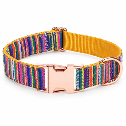 GAVPEPY Fabric Patterned Fabric Dog Collar, Sizes XS, S, M, L, 5 color or pattern options, for neighborhood walks, park visits and daily dog wear; an adjustable neckwear option for supervised walks and everyday outings image 10 - DPcollar14-Yellow-XS-CollarOnly.jpg