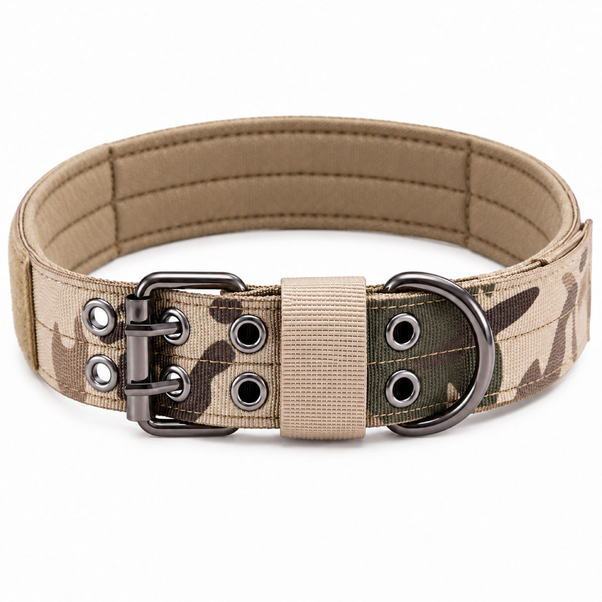 GAVPEPY Double-Layer Dog Collar, Sizes M, L, XL, 5 color or pattern options, for neighborhood walks, park visits and daily dog wear; an adjustable neckwear option for supervised walks and everyday outings image 10 - DPcollar17-Camouflage-M-CollarOnly.jpg