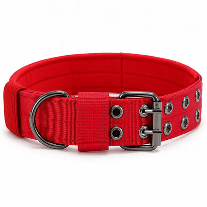 GAVPEPY Double-Layer Dog Collar, Sizes M, L, XL, 5 color or pattern options, for neighborhood walks, park visits and daily dog wear; an adjustable neckwear option for supervised walks and everyday outings image 11 - DPcollar17-Red-M-CollarOnly.jpg