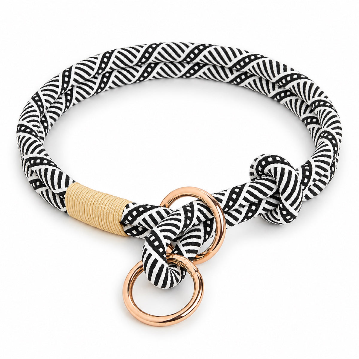 GAVPEPY Nylon Braided Rope Dog Collar, Sizes XS, S, M, L, Brown, Shadow White, for neighborhood walks, park visits and daily dog wear; an adjustable neckwear option for supervised walks and everyday outings image 8 - DPcollar2-ShadowWhite-XS-CollarOnly.jpg