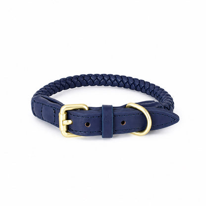 GAVPEPY Leather-style material Braided Dog Collar, Sizes S, M, L, Yellow, Orange, Blue, Gray, for neighborhood walks, park visits and daily dog wear; an adjustable neckwear option for supervised walks and everyday outings image 9 - DPcollar29-Blue-S-CollarOnly.jpg