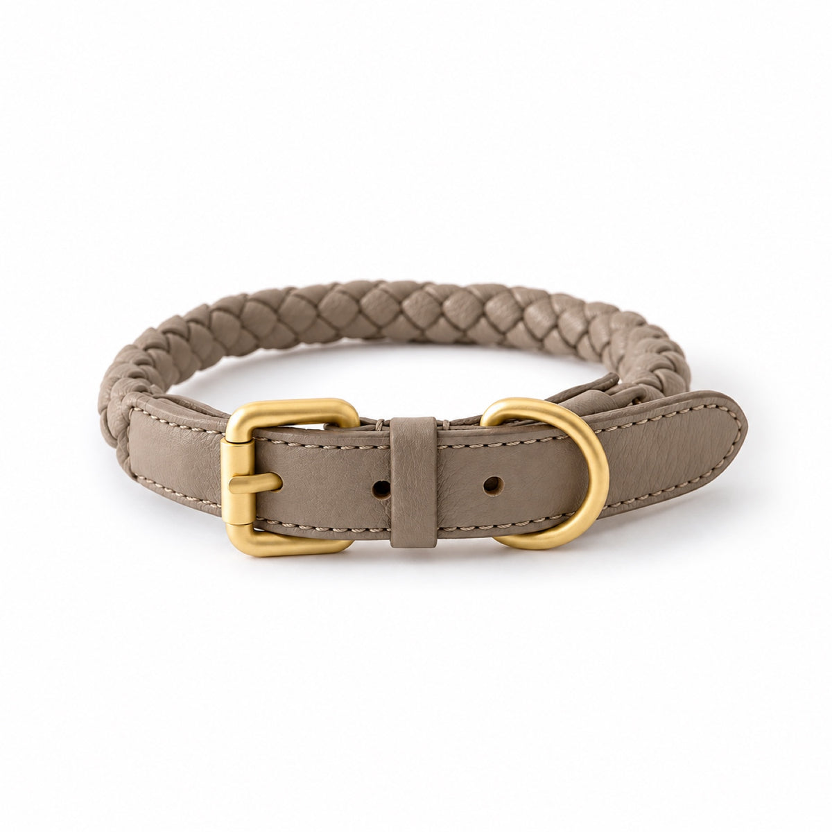 GAVPEPY Leather-style material Braided Dog Collar, Sizes S, M, L, Yellow, Orange, Blue, Gray, for neighborhood walks, park visits and daily dog wear; an adjustable neckwear option for supervised walks and everyday outings image 10 - DPcollar29-Gray-S-CollarOnly.jpg