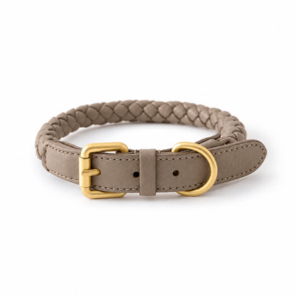 GAVPEPY Leather-style material Braided Dog Collar, Sizes S, M, L, Yellow, Orange, Blue, Gray, for neighborhood walks, park visits and daily dog wear; an adjustable neckwear option for supervised walks and everyday outings image 10 - DPcollar29-Gray-S-CollarOnly.jpg