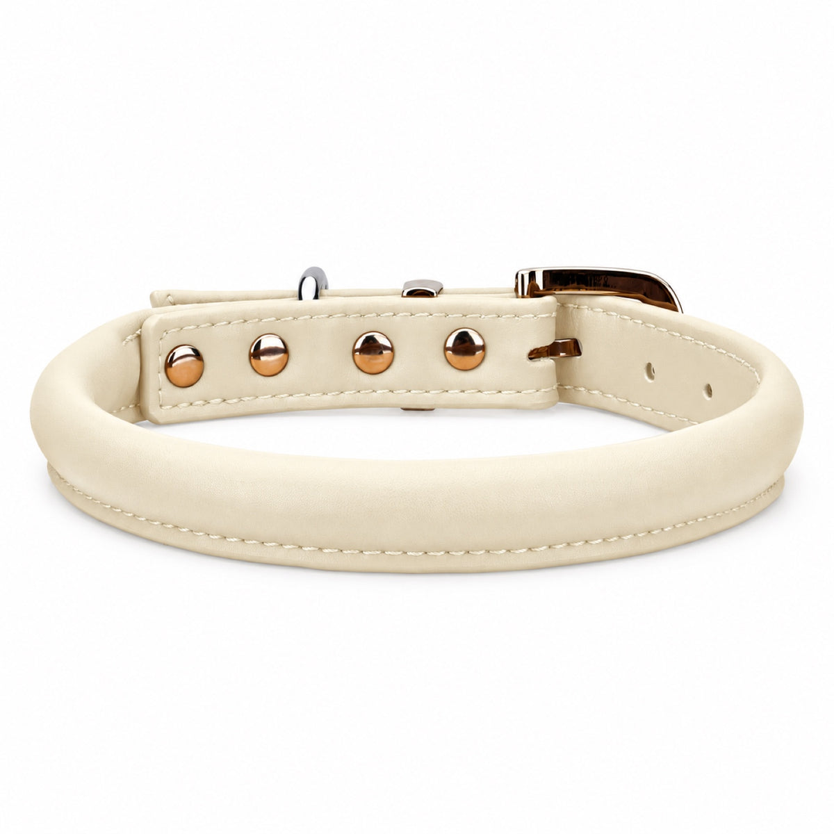 GAVPEPY Leather-style material Padded Dog Collar, Sizes S, M, L, XL, Brown, White, Black, for neighborhood walks, park visits and daily dog wear; an adjustable neckwear option for supervised walks and everyday outings image 8 - DPcollar31-White-S-CollarOnly.jpg
