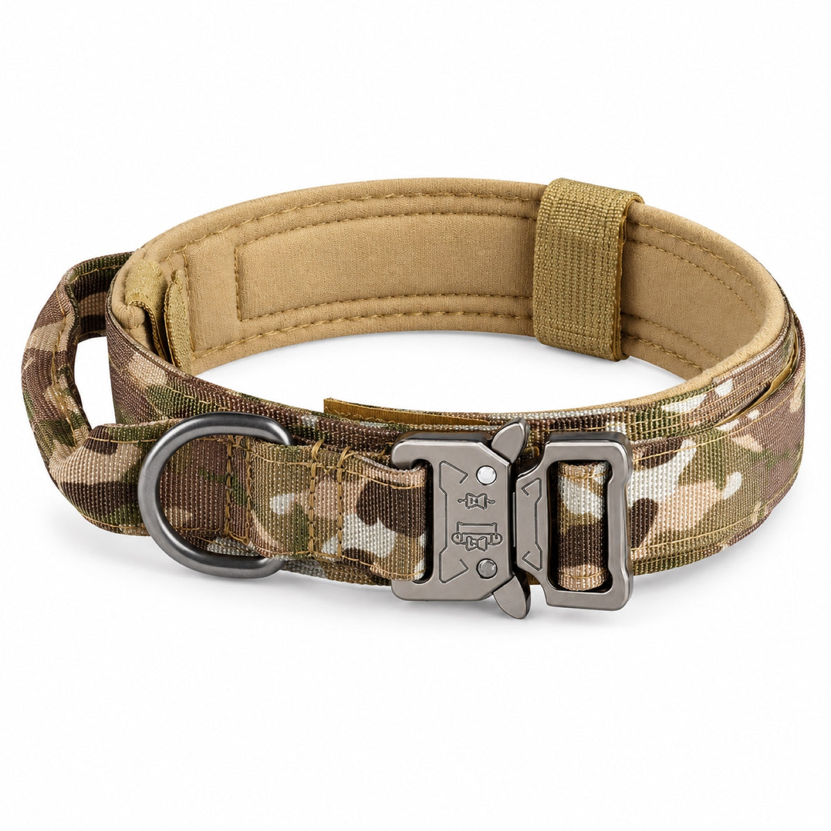 GAVPEPY Polyester with zinc-alloy hardware Tactical Padded Dog Collar, Sizes M, L, XL, 5 color or pattern options, for neighborhood walks, park visits and daily dog wear; an adjustable neckwear option for supervised walks and everyday outings image 10 - DPcollar4-Camouflage-M-CollarOnly.jpg