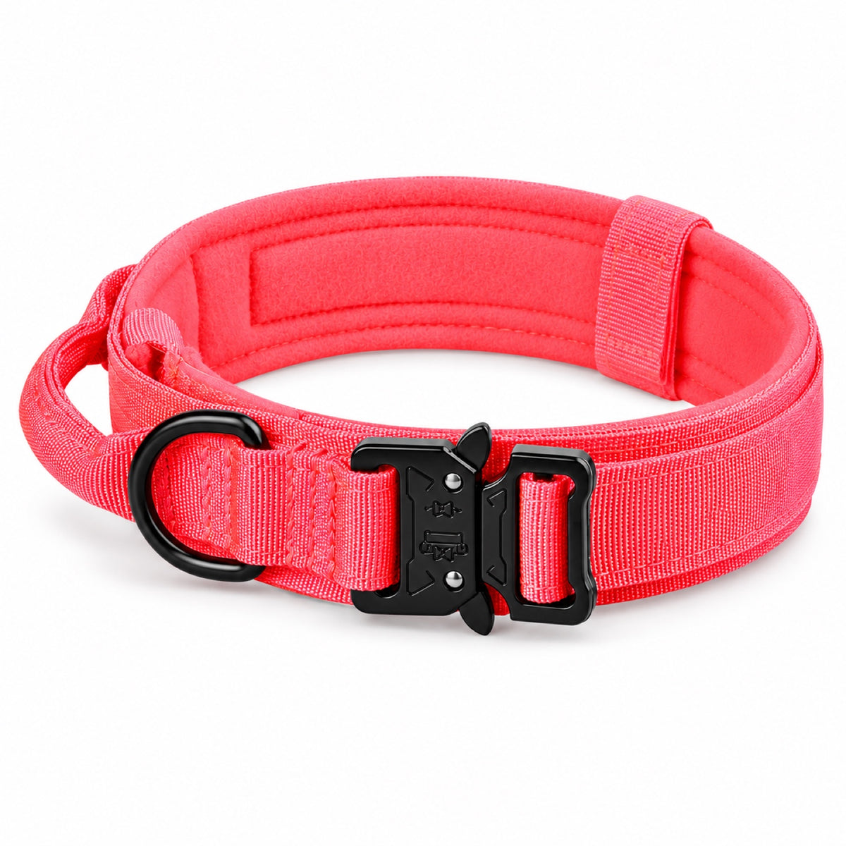 GAVPEPY Polyester with zinc-alloy hardware Tactical Padded Dog Collar, Sizes M, L, XL, 5 color or pattern options, for neighborhood walks, park visits and daily dog wear; an adjustable neckwear option for supervised walks and everyday outings image 11 - DPcollar4-Red-M-CollarOnly.jpg