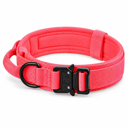 GAVPEPY Polyester with zinc-alloy hardware Tactical Padded Dog Collar, Sizes M, L, XL, 5 color or pattern options, for neighborhood walks, park visits and daily dog wear; an adjustable neckwear option for supervised walks and everyday outings image 11 - DPcollar4-Red-M-CollarOnly.jpg