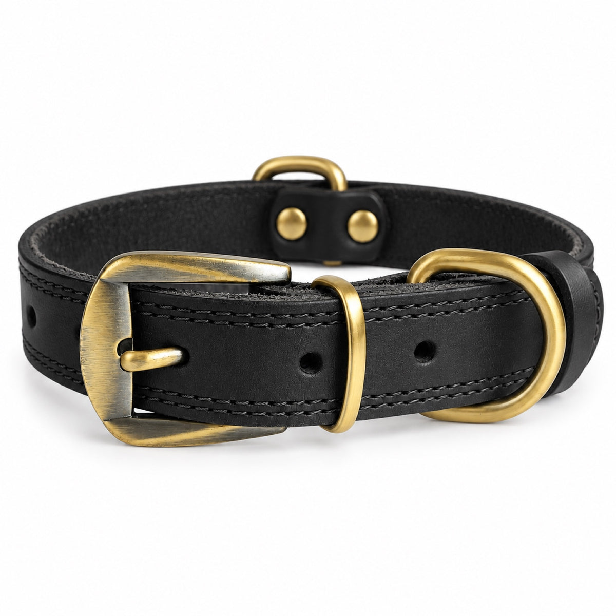 GAVPEPY Full-Grain Leather Dog Collar, 6 size options, Dark Brown, Black, for neighborhood walks, park visits and daily dog wear; an adjustable neckwear option for supervised walks and everyday outings image 8 - DPcollar5-Black-XXS-CollarOnly.jpg