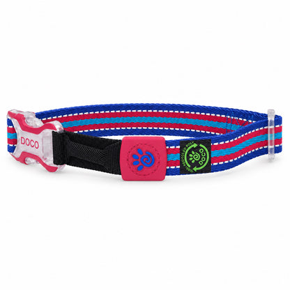 GAVPEPY Recycled webbing and braided nylon Reflective Woven Dog Collar, Sizes S, M, L, 5 color or pattern options, for neighborhood walks, park visits and daily dog wear; an adjustable neckwear option for supervised walks and everyday outings image 8 - DPcollar6-RoseRed-S-CollarOnly.jpg
