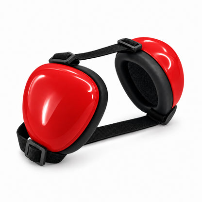 GAVPEPY ABS-Shell Adjustable Dog Ear Muffs, selected S, M and L sizes in Pink, Blue, Orange, Black, Red, Purple, White or Green, for covering canine ears during supervised noisy routines, home, travel, grooming and outdoor events image 12 - DPearmuff1-Red-M.jpg