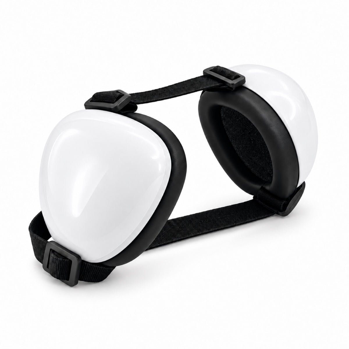 GAVPEPY ABS-Shell Adjustable Dog Ear Muffs, selected S, M and L sizes in Pink, Blue, Orange, Black, Red, Purple, White or Green, for covering canine ears during supervised noisy routines, home, travel, grooming and outdoor events image 14 - DPearmuff1-White-M.jpg