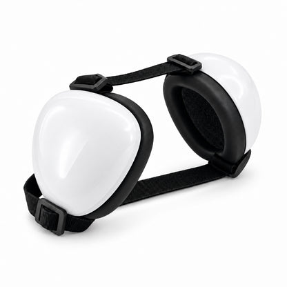 GAVPEPY ABS-Shell Adjustable Dog Ear Muffs, selected S, M and L sizes in Pink, Blue, Orange, Black, Red, Purple, White or Green, for covering canine ears during supervised noisy routines, home, travel, grooming and outdoor events image 27 - DPearmuff1-White-S.jpg