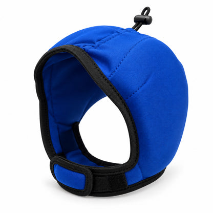 GAVPEPY Polyester Padded Dog Ear Cover Hood, Black or Blue in S, M and L, for covering the ears during supervised noise and grooming routines, home, travel, grooming appointments and outdoor events, a shaped soft hood, dark inner lining and image 12 - DPearmuff12-Blue-M.jpg