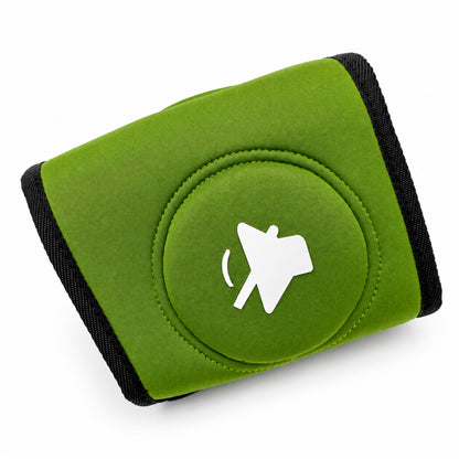 GAVPEPY Polyester Soft Dog Ear Wrap, Blue, Green or Orange in S, M and L, for covering the ears during supervised noisy or breezy routines, home routines, grooming, travel and outdoor use, a compact padded fabric panel and dark edge trim make each image 8 - DPearmuff13-Green-S.jpg