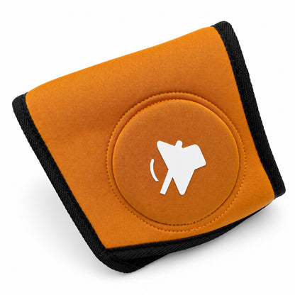 GAVPEPY Polyester Soft Dog Ear Wrap, Blue, Green or Orange in S, M and L, for covering the ears during supervised noisy or breezy routines, home routines, grooming, travel and outdoor use, a compact padded fabric panel and dark edge trim make each image 13 - DPearmuff13-Orange-L.jpg