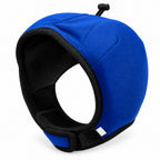GAVPEPY Polyester Padded Dog Ear Cover Hood, Black or Blue in S, M and L, for covering canine ears during supervised noisy routines, home, travel, grooming visits and outdoor events, a smooth outer panel, dark inner lining and adjustable lower tab