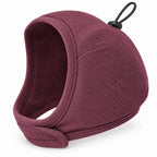 GAVPEPY Polyester Dog Ear Snood, Burgundy, Charcoal or Brown in S, M and L, for covering canine ears during supervised wind, grooming and daily routines, home, travel, grooming and outdoor walks, soft ribbed fabric, an open face and a top adjustment