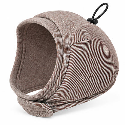 GAVPEPY Polyester Dog Ear Snood, Burgundy, Charcoal or Brown in S, M and L, for covering canine ears during supervised wind, grooming and daily routines, home, travel, grooming and outdoor walks, soft ribbed fabric, an open face and a top adjustment image 16 - DPearmuff19-L.jpg
