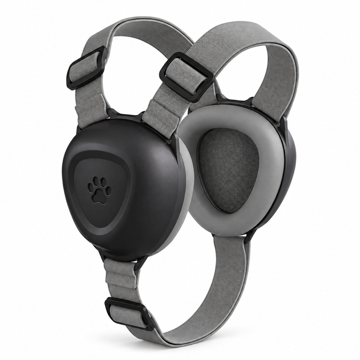 GAVPEPY ABS-Shell Dog Ear Muffs with Wraparound Straps, M or L with Black, Blue, Orange Gradient or Pink ear cups, for covering canine ears during thunderstorms, fireworks and grooming noise, home routines, outdoor events, travel and grooming visits image 13 - DPearmuff3-Black-L.jpg