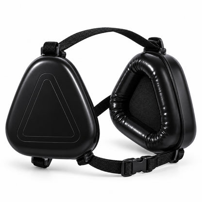 GAVPEPY ABS-Shell Triangular Dog Ear Muffs, Black or Camouflage exterior choices, for covering canine ears during loud surroundings and supervised outings, grooming appointments, outdoor events, travel and home celebrations image 8 - DPearmuff5-Black.jpg